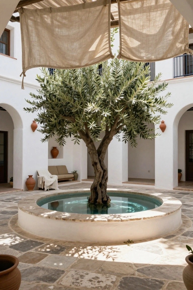 Olive Tree Fountain in the Courtyard