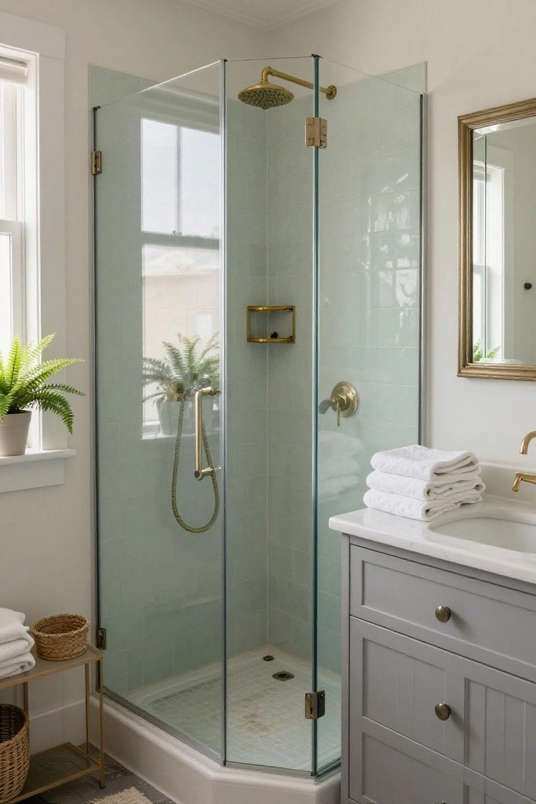 Mint Green Tiled Shower