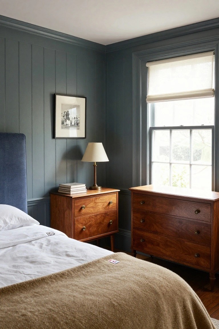 Dark Painted Paneling for Bedroom Walls
