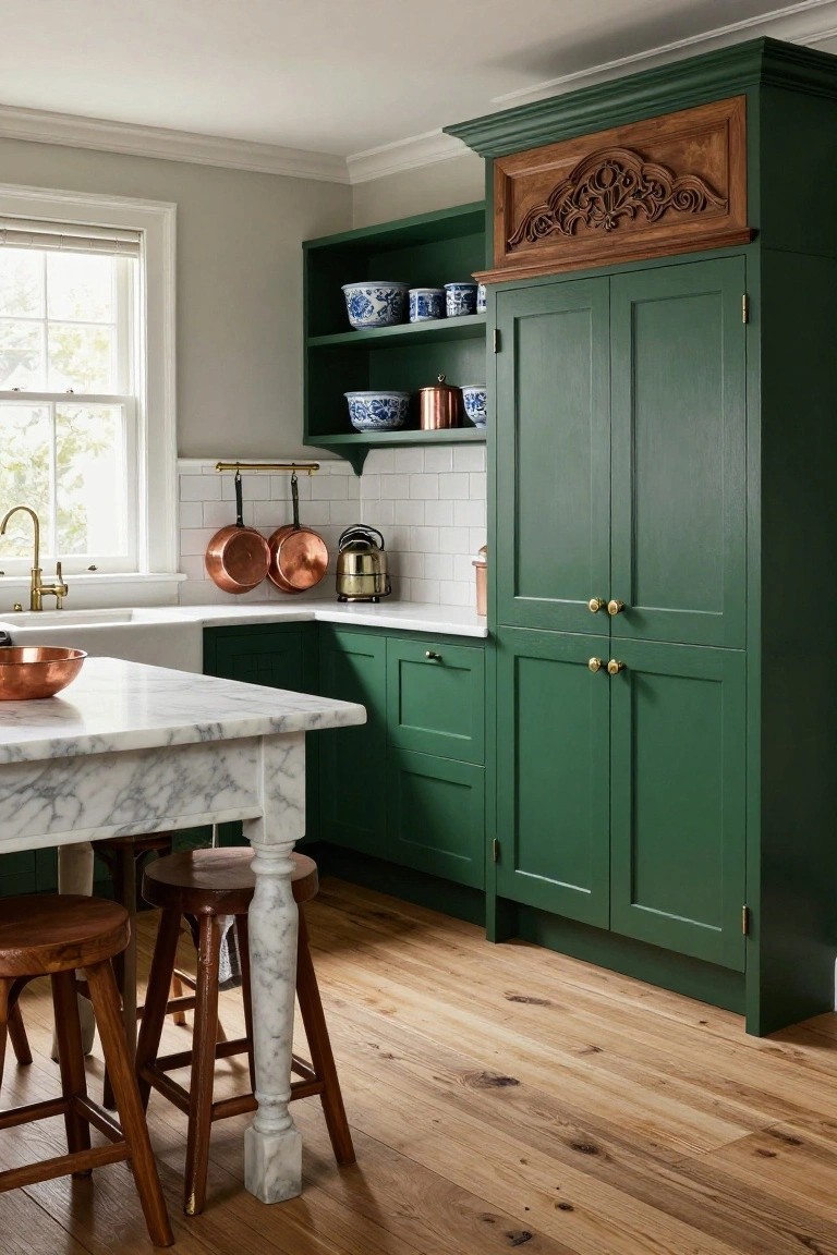 Deep Green Kitchen Cabinets