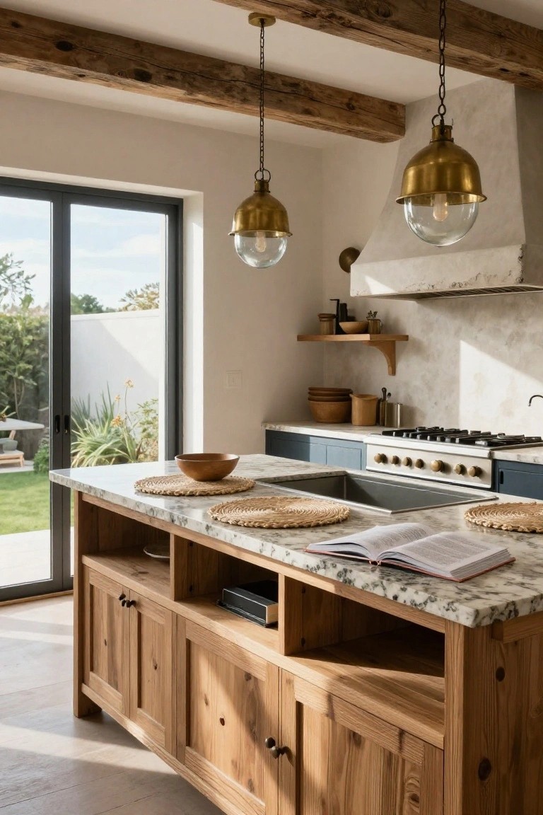 Rustic Kitchen Island with Built-In Storage