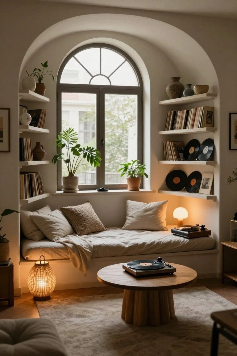 Built-In Window Seat with Shelves