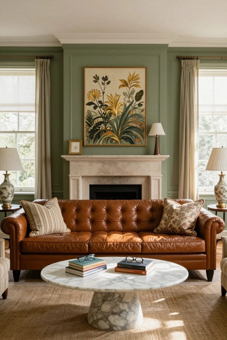 Sage Green Walls in Traditional Rooms